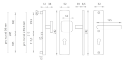 AXA - PRESTIGE F1 - Přírodní elox - PZ otvor pro vložku - 92 mm - madlo/klika (5/6)
