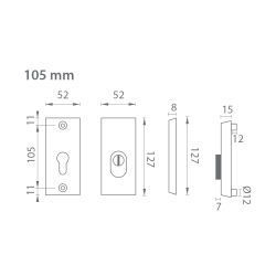 AXA - ROZETA ATLAS2 PLUS F1 - Přírodní elox - PZ PLUS s otvorem pro vložku - 105 mm - přídavná rozeta (5/5)