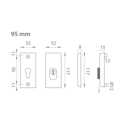 AXA - ROZETA OMEGA2 PLUS F8 - Černý elox - PZ PLUS s otvorem pro vložku - 105 mm - přídavná rozeta (4/4)