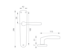 BA - LUXOR - B F1 - Stříbrný elox - PZ otvor pro vložku - klika/klika - 72 mm (8/8)
