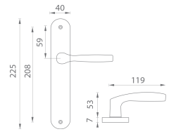 BA - LUXOR - S BS - Černá matná - BB otvor pro klíč - klika/klika - 72 mm (7/7)