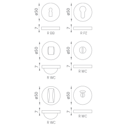 BA - ROZETA - R 50/7 BS - Černá matná - rozety WC (7/7)