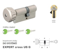 DK - EXPERT cross US G - s knoflíkem NP - Nikl perla - D 25 + V 35 mm - knoflík na kratší straně (5/8)