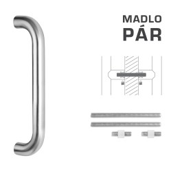 FT - MADLO kód K01 Ø 30 mm UN pár BN - Broušená nerez - Ø 30 mm - 600 mm - 630 mm (3/4)