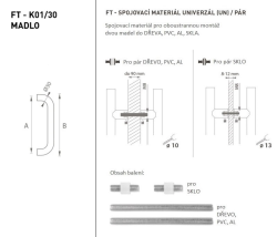 FT - MADLO kód K01 Ø 30 mm UN pár BN - Broušená nerez - Ø 30 mm - 600 mm - 630 mm (4/4)