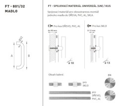 FT - MADLO kód K01 Ø 32 mm UN ks BN - Broušená nerez - Ø 32 mm - 350 mm - 382 mm (4/4)