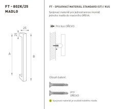 FT - MADLO kód K02K 25x25 mm ST ks BN - Broušená nerez (2/2)