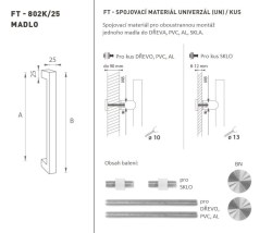 FT - MADLO kód K02K 25x25 mm UN ks BN - Broušená nerez - 200 mm - 225 mm - 25x25 mm (4/4)