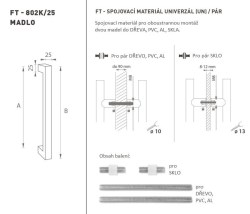 FT - MADLO kód K02K 25x25 mm UN pár WS - Bílá matná (2/2)