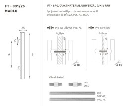 FT - MADLO kód K31 25x25 mm UN pár BN - Broušená nerez (2/2)