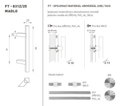 FT - MADLO kód K31Z 25x25 mm UN ks BN - Broušená nerez - 210 mm - 25x25 mm - 400 mm (4/4)