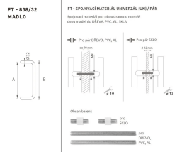 FT - MADLO kód K38 Ø 32 mm UN pár BS - Černá matná - Ø 32 mm - 350 mm - 382 mm (4/4)