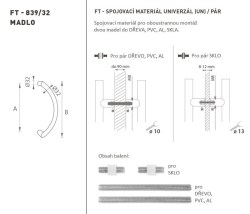 FT - MADLO kód K39 Ø 32 mm UN pár WS - Bílá matná - Ø 32 mm - 350 mm - 382 mm (4/4)