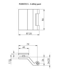 GK - PURISTO S - ZÁMEK na sklo s klikou MINIMAL MODERN - PZ (vč. závěsů) Kašmír šedá (27) (3/6)