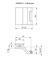 GK - PURISTO S - ZÁMEK na sklo s klikou MINIMAL MODERN - UV (vč. závěsů) Velvet šedá (22) (3/6)