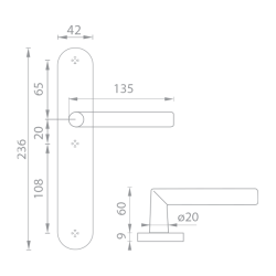 MP - FAVORIT SPECIÁL - SOD BN - Broušená nerez - klika/klika - WC klíč - 72 mm (8/9)