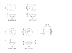 MP - ROZETA - R 3SM BN/LN - Broušená nerez / leštěná nerez - rozety PZ (3/3)
