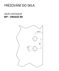 MP - UNIQUE R8 - Pant na sklo s destičkou vertikální - pár BN - Broušená nerez (6/6)