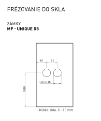 MP - UNIQUE R8 - ZÁMEK na sklo s klikou FAVORIT - BBQ BS - Černá matná - kování na sklo BBQ otvor (7/8)