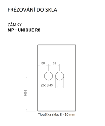 MP - UNIQUE R8 - ZÁMEK na sklo s klikou STELLA - BBQ BS - Černá matná (3/6)