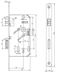 MP - Zadlabací zámek BB 72/80 - D 2255 P Bílý pozink (2/4)