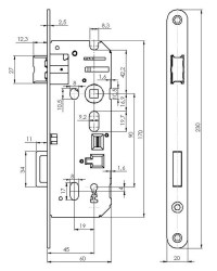 MP - Zadlabací zámek BB 90/60 - C 3245 pozink L Bílý pozink (2/4)