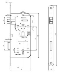 MP - Zadlabací zámek BB 90/80 - C 4250 pozink L+ P Bílý pozink (2/4)