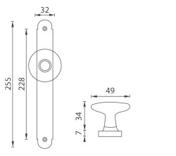 NI - ALT WIEN - KOULE na štítu OBMP - Staromosaz matný lak - PZ otvor pro vložku - 72 mm - koule pevná ks (4/4)