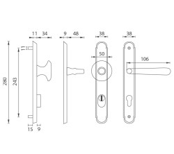 NI - ALT WIEN OBMP - Staromosaz matný lak - PZ otvor pro vložku - 72 mm - klika/klika (4/4)