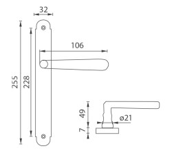 NI - ALT WIEN Štít OGR - Bronz česaný lesklý - klika/klika - WC klíč - 90 mm (7/7)