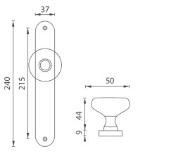 NI - ELEGANT - KOULE na štítu OC - ​​Chrom lesklý - PZ otvor pro vložku - 72 mm - koule pevná ks (4/4)