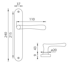 NI - ELEGANT OGR - Bronz česaný lesklý - BB otvor pro klíč - klika/klika - 72 mm (8/8)