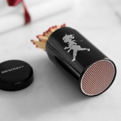 SN - DESIGNOVÉ ZÁPALKY V DÓZE Černá lesklá / stříbrný lesklý emblém (3/6)