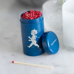 SN - DESIGNOVÉ ZÁPALKY V DÓZE Modrá lesklá / stříbrný lesklý emblém (3/6)