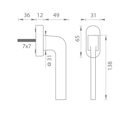 TI - DK - SUPRA - R 3097 BS - Černá matná (153) - klika na eurookno (4/4)