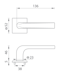 TI - IDEAL - HR 4162Q 5S OCS - Chrom broušený (96) - rozety PZ - klika/klika (6/6)