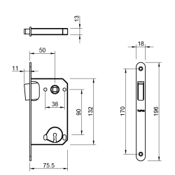 TI - Magnetický zámek 3597 BB 90 CUM - Měď matná (186) (2/4)