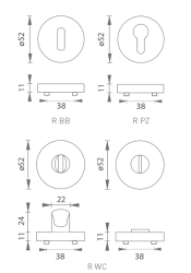 TI - ROZETA - R AP BS - Černá matná (153) - rozety WC (6/6)