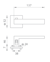 TI - SQUARE - HR 4275Q 7S s uzamykáním, 46-53 mm OCS - Chrom broušený (96) - bez spodní rozety - klika/klika s uzamykáním levá (4/4)