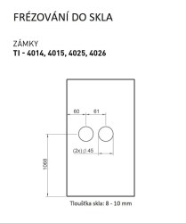 TI - ZÁMEK na sklo s klikou SONIA 4015 - PZ OC - ​​Chrom lesklý (03) - kování na sklo PZ otvor (6/6)